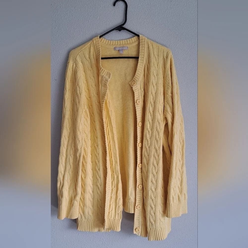 Pale Yellow Cable Knit Sweater 2X Womens - Picture 4 of 4